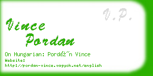 vince pordan business card